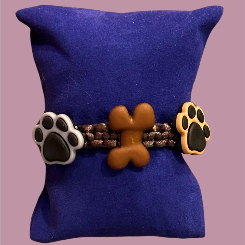 Restocked - Dog Lovers’ Friendship Bracelet - a bone and two paw prints!